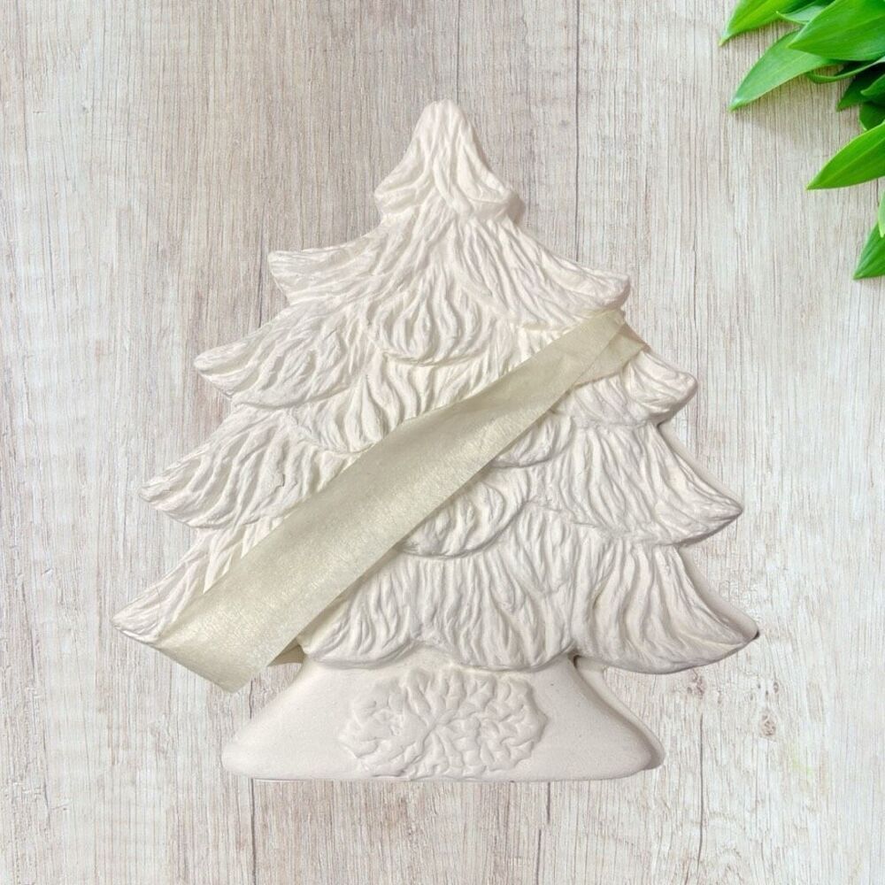 Ceramic Bisque Christmas Tree Trinket Box Ready to Paint